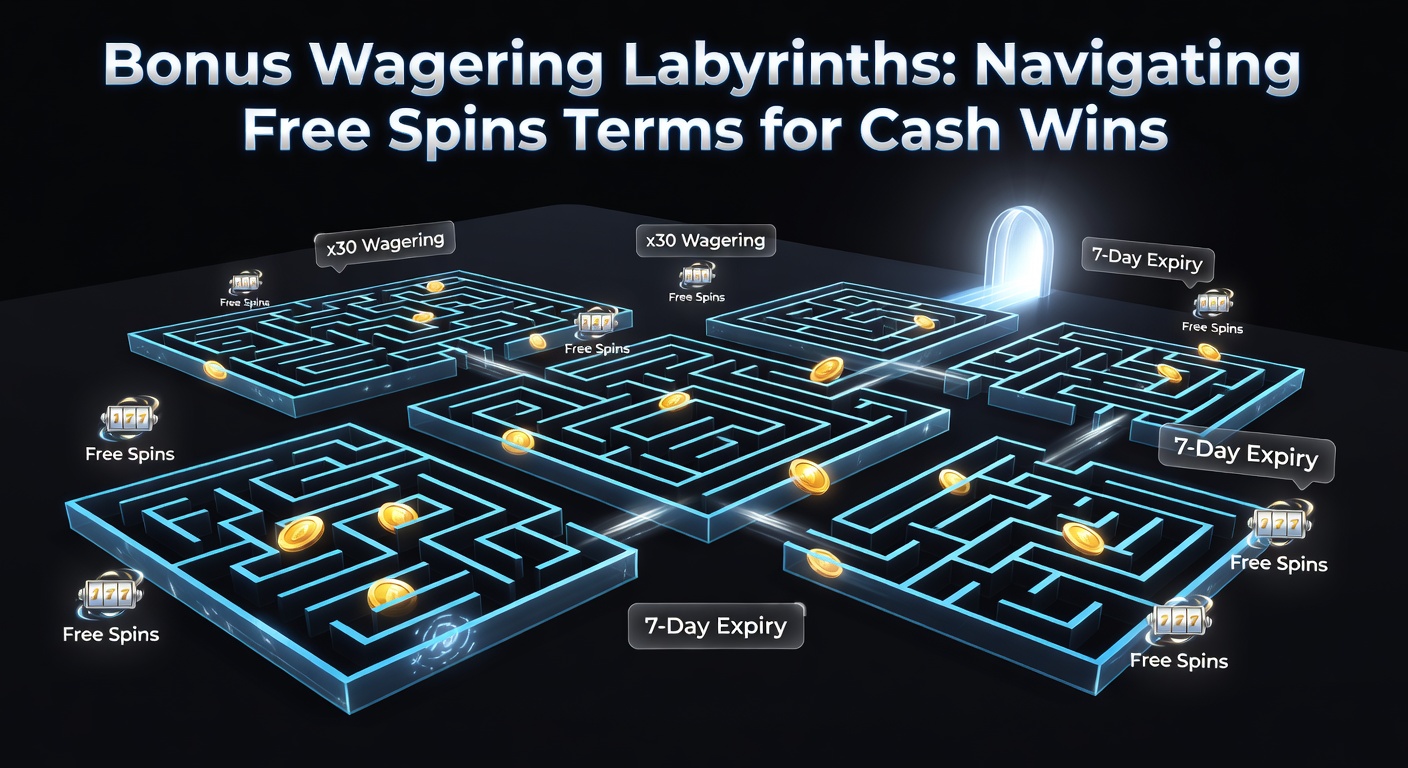 Illustration of a complex maze representing casino bonus wagering requirements, with a path leading to a cash prize at the end