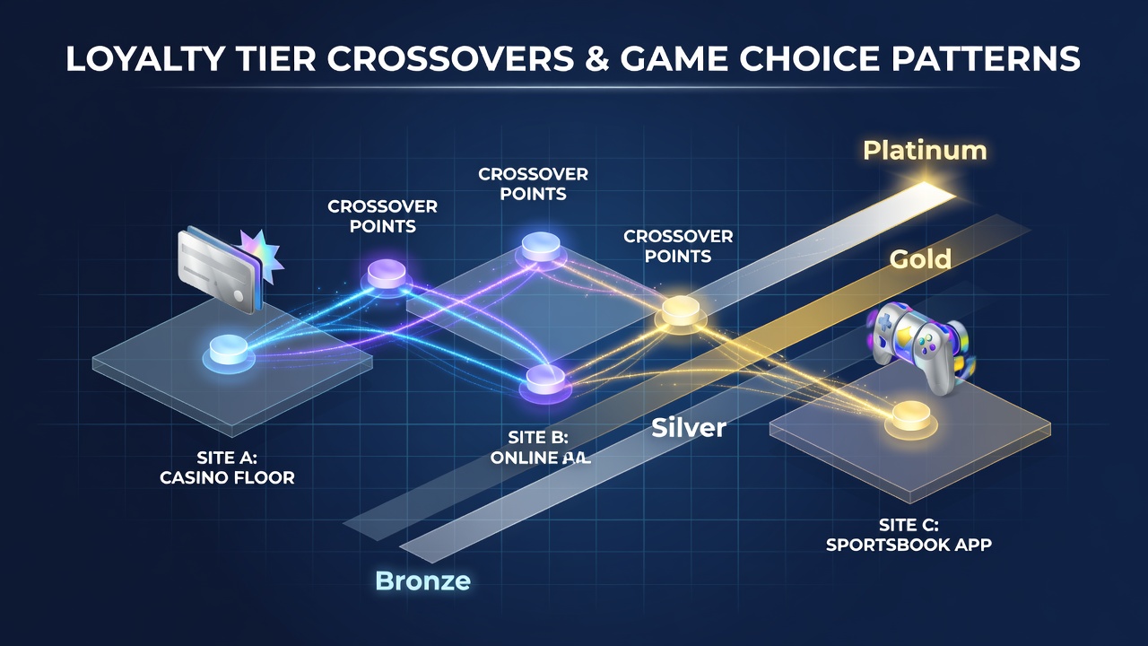 Chart showing loyalty tier perks affecting game selections across connected casino sites