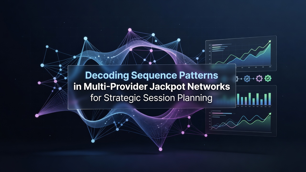 Network diagram showing interconnected jackpot pools from multiple gaming providers with sequence tracking overlays