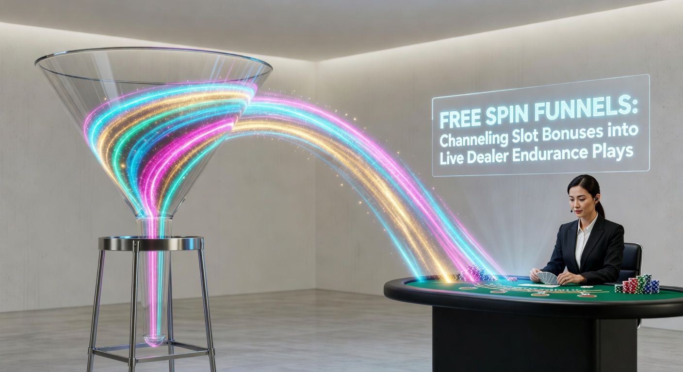 Vibrant slot machine screen displaying cascading free spins and bonus multipliers, transitioning to a live dealer blackjack table in the background