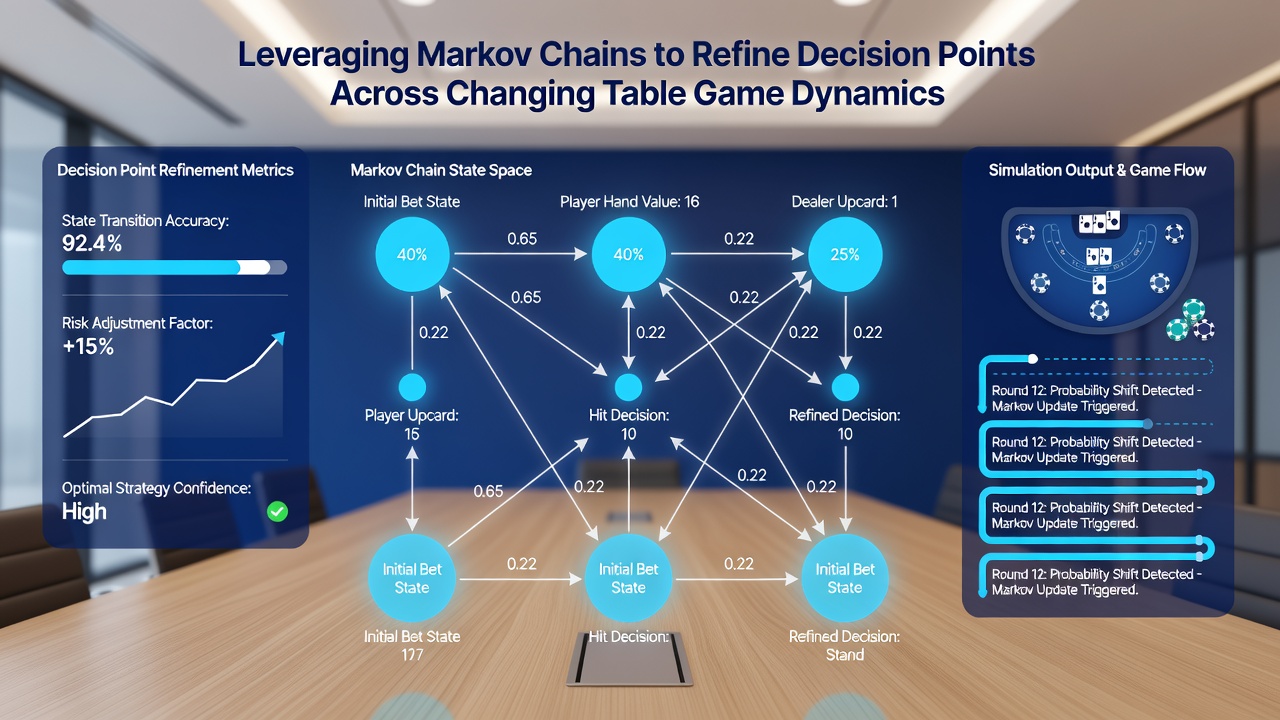 Flowchart illustrating refined decision paths using Markov chain probabilities in poker scenarios