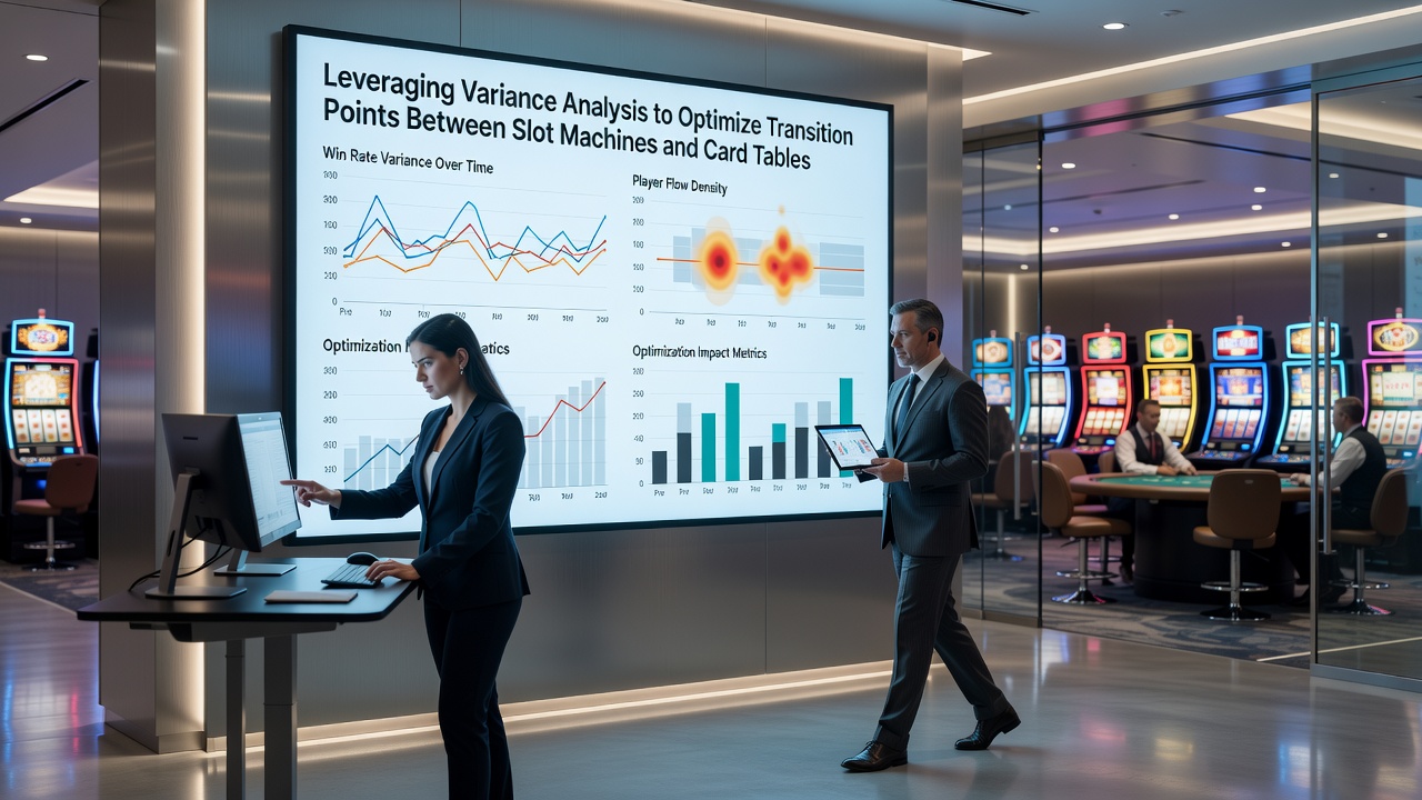 Detailed variance analysis graph comparing slot machine and card table performance over time