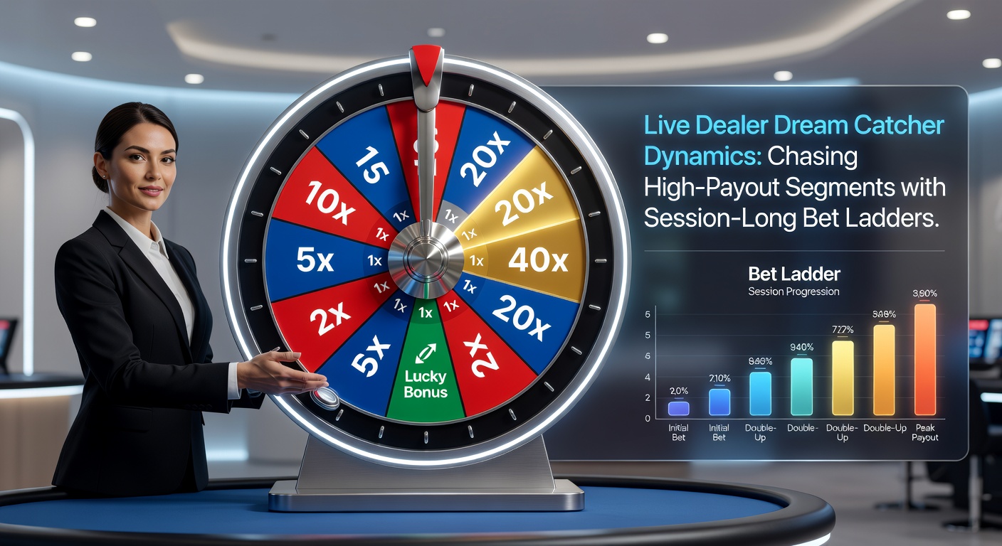Vibrant live dealer Dream Catcher wheel spinning under studio lights, highlighting numbered segments and multipliers