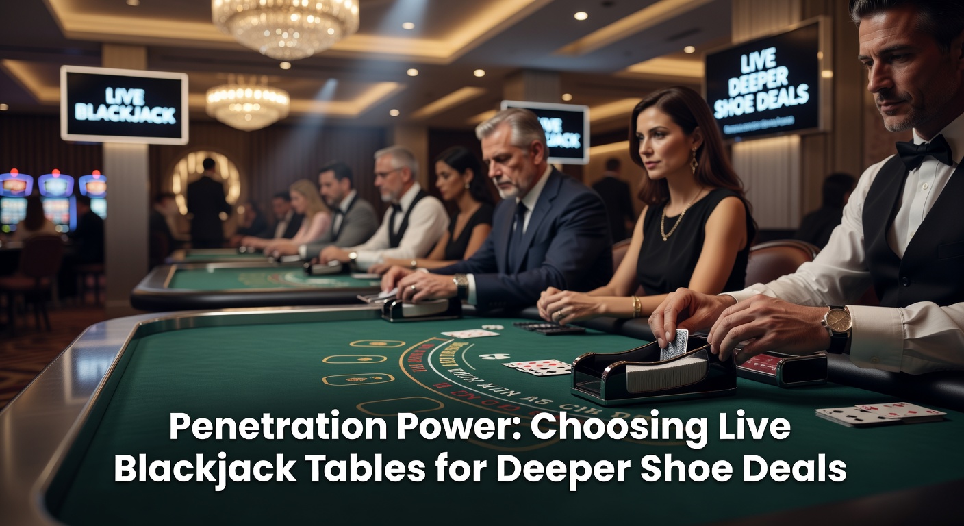 Live blackjack dealer shuffling a multi-deck shoe at an online table, highlighting deep penetration gameplay