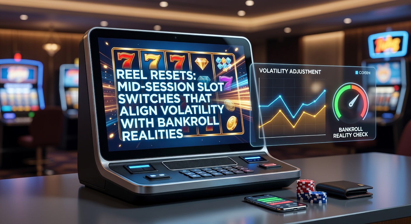 Slot machine reels spinning with volatility meters overlay showing low to high shifts during play