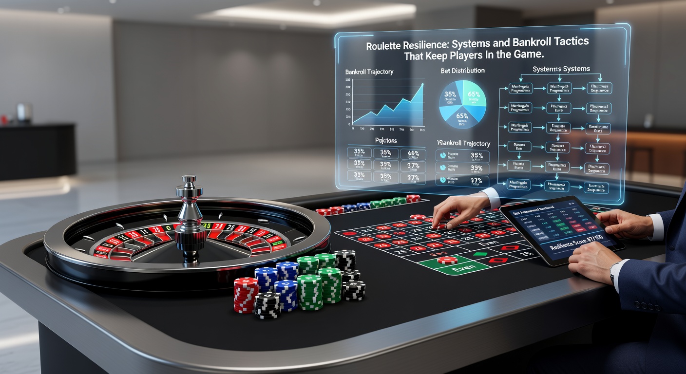 Close-up of roulette betting layout with progressive stacks, highlighting system application during a session