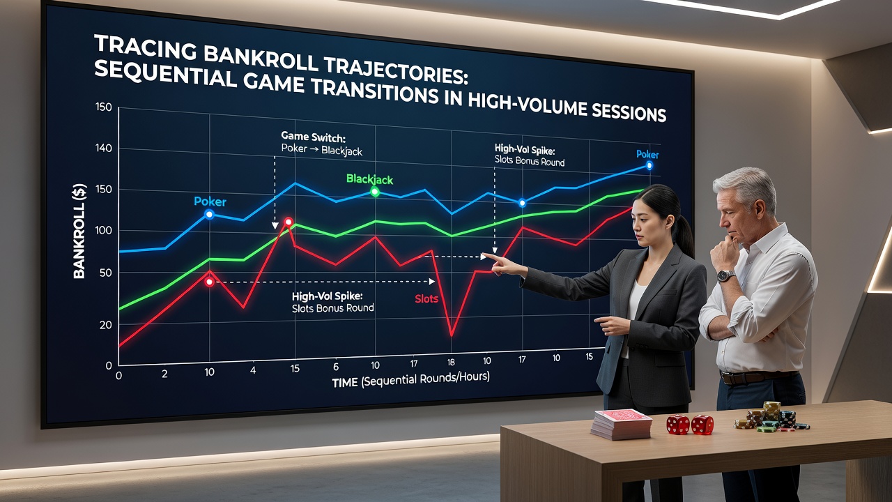 Diagram illustrating sequential game transitions and their effects on bankroll stability