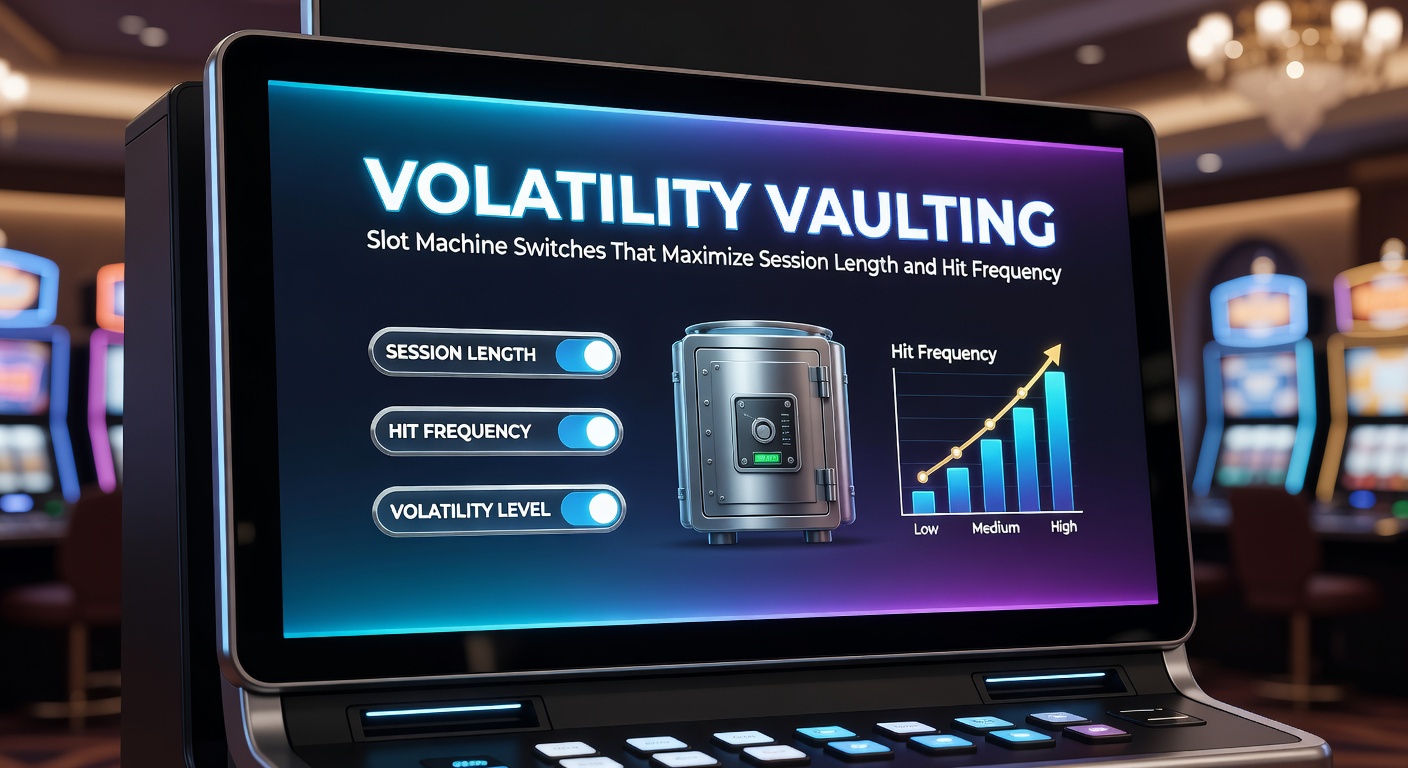 Close-up of a slot machine screen displaying a low-volatility win during a vaulting switch strategy, with reels aligning for a frequent small payout